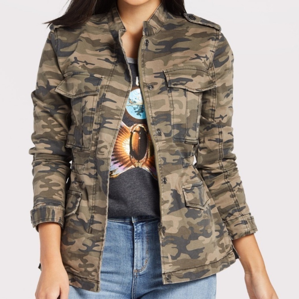 Sanctuary Army Green Camo Military Utility Surplus Jacket - Size Medium